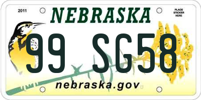 NE license plate 99SG58