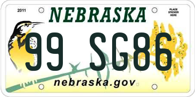 NE license plate 99SG86