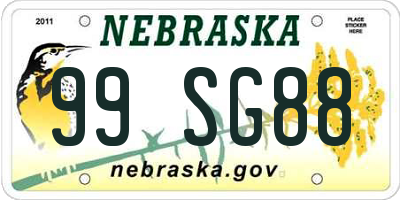 NE license plate 99SG88