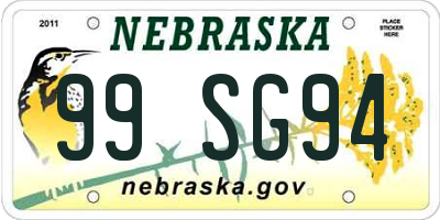 NE license plate 99SG94