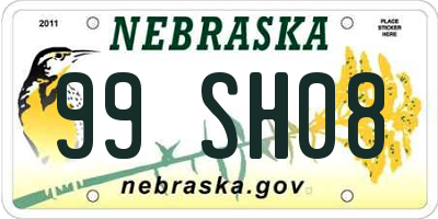 NE license plate 99SH08