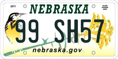 NE license plate 99SH57