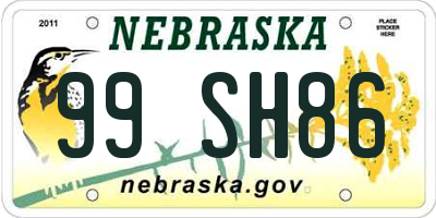 NE license plate 99SH86