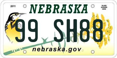 NE license plate 99SH88