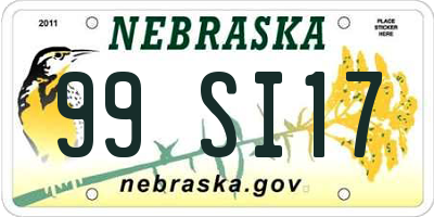 NE license plate 99SI17