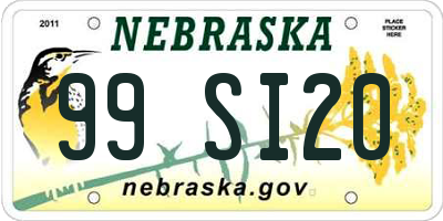 NE license plate 99SI20