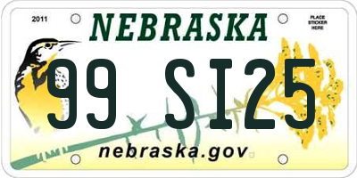 NE license plate 99SI25