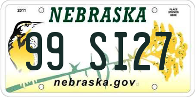 NE license plate 99SI27