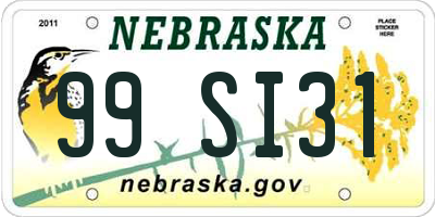 NE license plate 99SI31