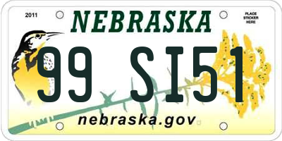 NE license plate 99SI51