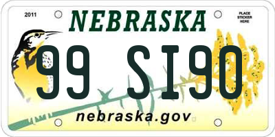 NE license plate 99SI90