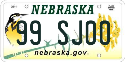 NE license plate 99SJ00