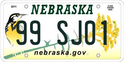 NE license plate 99SJ01