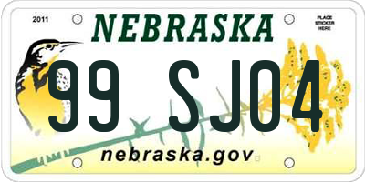 NE license plate 99SJ04