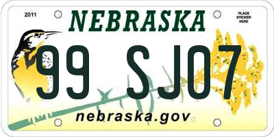 NE license plate 99SJ07