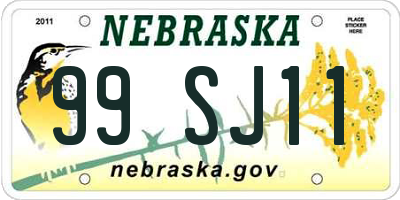 NE license plate 99SJ11