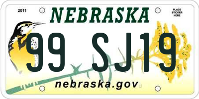 NE license plate 99SJ19