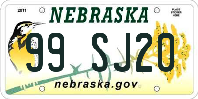 NE license plate 99SJ20