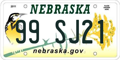 NE license plate 99SJ21