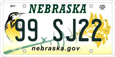 NE license plate 99SJ22