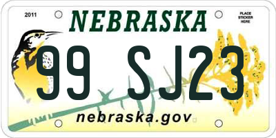 NE license plate 99SJ23