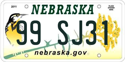 NE license plate 99SJ31