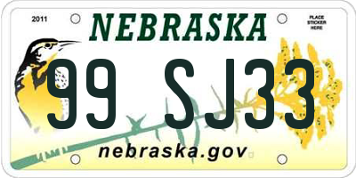 NE license plate 99SJ33