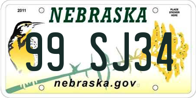 NE license plate 99SJ34