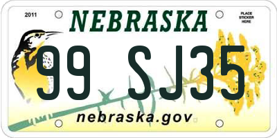 NE license plate 99SJ35