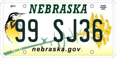 NE license plate 99SJ36