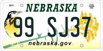 NE license plate 99SJ37