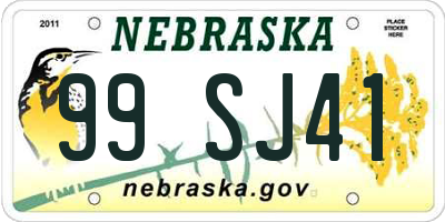 NE license plate 99SJ41