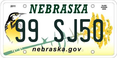 NE license plate 99SJ50