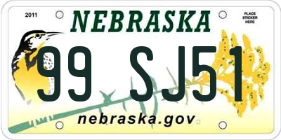 NE license plate 99SJ51