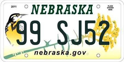 NE license plate 99SJ52