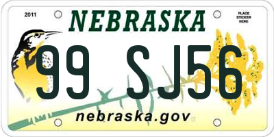 NE license plate 99SJ56