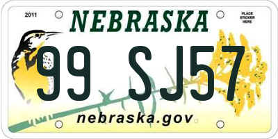 NE license plate 99SJ57