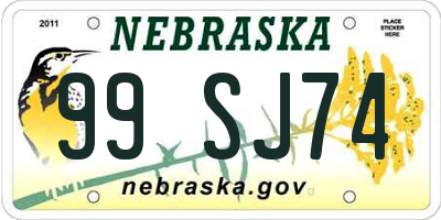 NE license plate 99SJ74