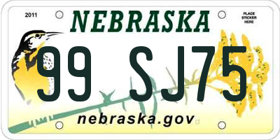 NE license plate 99SJ75