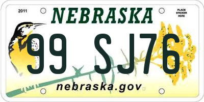 NE license plate 99SJ76