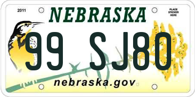 NE license plate 99SJ80