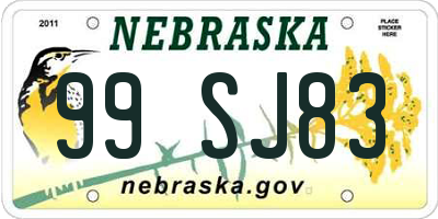 NE license plate 99SJ83