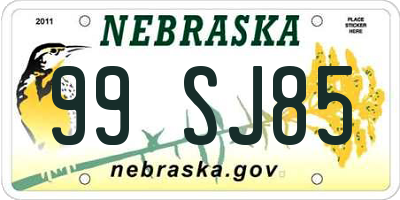 NE license plate 99SJ85