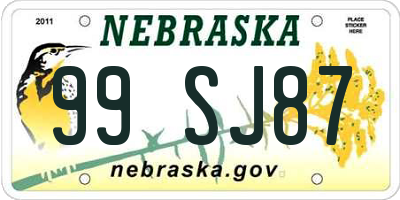 NE license plate 99SJ87