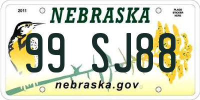 NE license plate 99SJ88