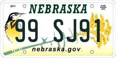 NE license plate 99SJ91