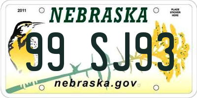 NE license plate 99SJ93