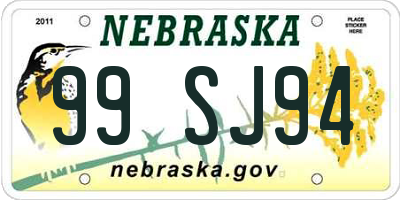 NE license plate 99SJ94