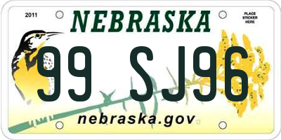 NE license plate 99SJ96