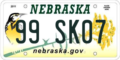 NE license plate 99SK07